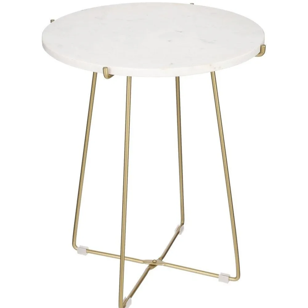RETIF Beistelltisch Aus Weisem Marmor Und Goldfarbenem Metall O43 X H50Cm Online