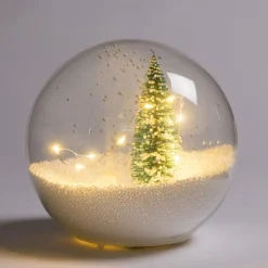 RETIF Glaskugel Innentanne Und Schnee Mit Led O 22 Cm Cheap