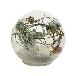 RETIF Glaskugel Mit Piniendekor Und 15 Warmweisen Mikro-Leds O 18 Cm New