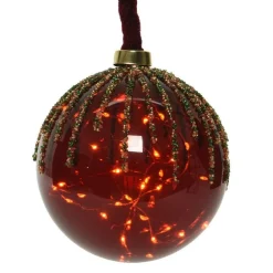 RETIF Glaskugel Rot 30 Leds Warmweis O14Cm Cheap
