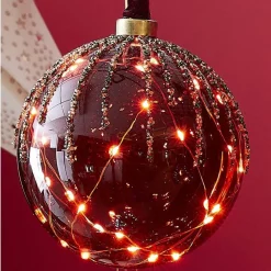 RETIF Glaskugel Rot 30 Leds Warmweis O14Cm Cheap
