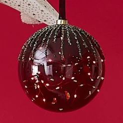 RETIF Glaskugel Rot 40 Leds Warmweis O 20 Cm Online