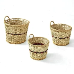 RETIF Korbe Mit Tartanband Und Einem Griff O 41 X H 29 + O 33 X H 24 + O 28 X H 20 Clearance