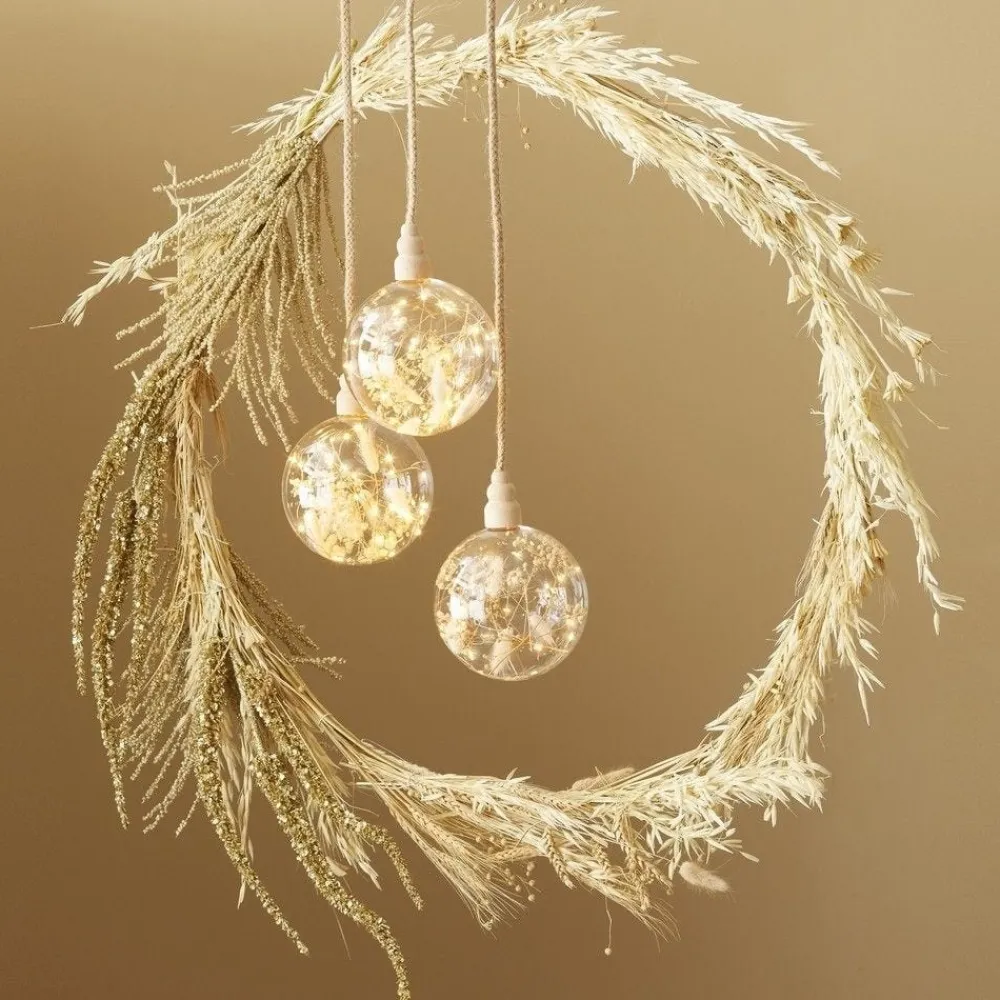 RETIF Kugel Mit Getrockneten Blumen 30 Mikro-Led Warmweis O 14 Cm Sale