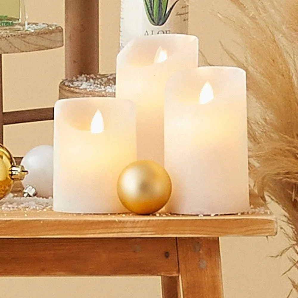 RETIF Led-Kerzen Sortiment O 7,5 H 10 / 12,5 Und 15 Cm - Packung Mit 3 Stuck Discount