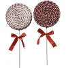 RETIF Lutscher Rot Und Weis Mit Satinschleife O 14 X H 36 Cm - 2 Mogliche Varianten Hot
