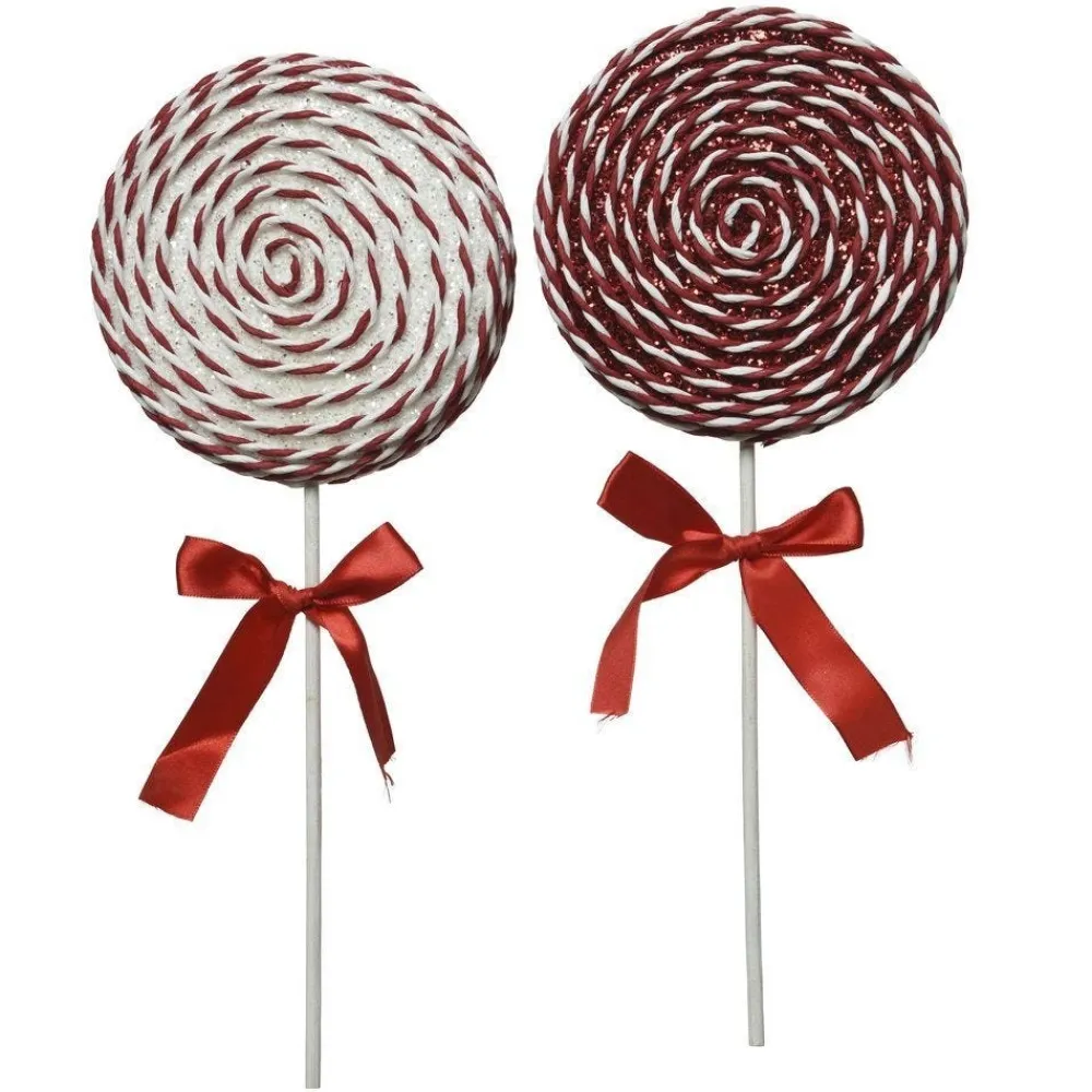 RETIF Lutscher Rot Und Weis Mit Satinschleife O 14 X H 36 Cm - 2 Mogliche Varianten Hot