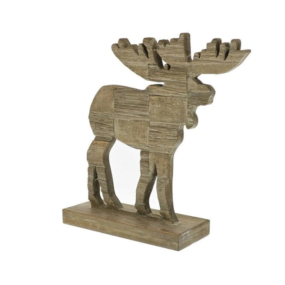 RETIF Rentier Aus Holz Auf Sockel B 32,5 X T 10 X H 33 Cm Clearance