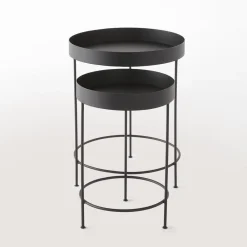 RETIF Runde Tische Mattschwarzes Metall O30Xh45 Cm + O40Xh50Cm Sale