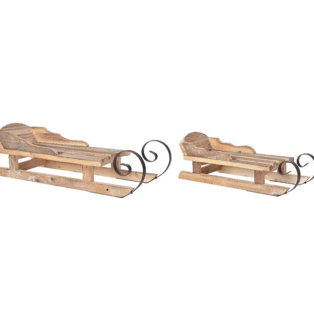 RETIF Schlitten Aus Holz Und Metall 52X17,5X20 + 42X14,5X15,5Cm - 2 Stuck Discount