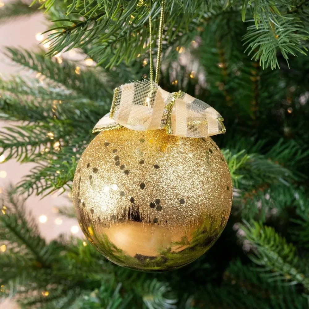 RETIF Unzerbrechliche Kugel Gold Mit Glitter O 8 Cm Outlet