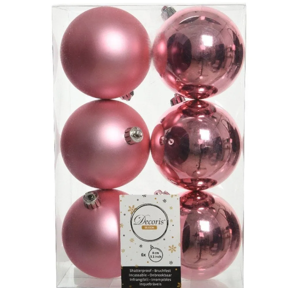 RETIF Unzerbrechliche Kugeln Glanzender Rosegold-Matt-Mix-Glitter O8Cm - Pro 6 Discount
