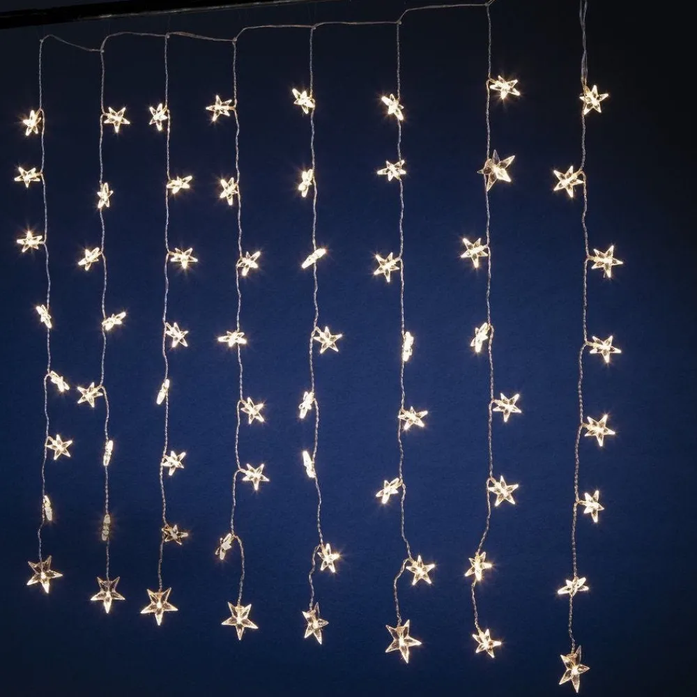 RETIF Vorhang Aus Leuchtenden Sternen 64 Leds Warmweis L 120 X H 100 Cm Discount
