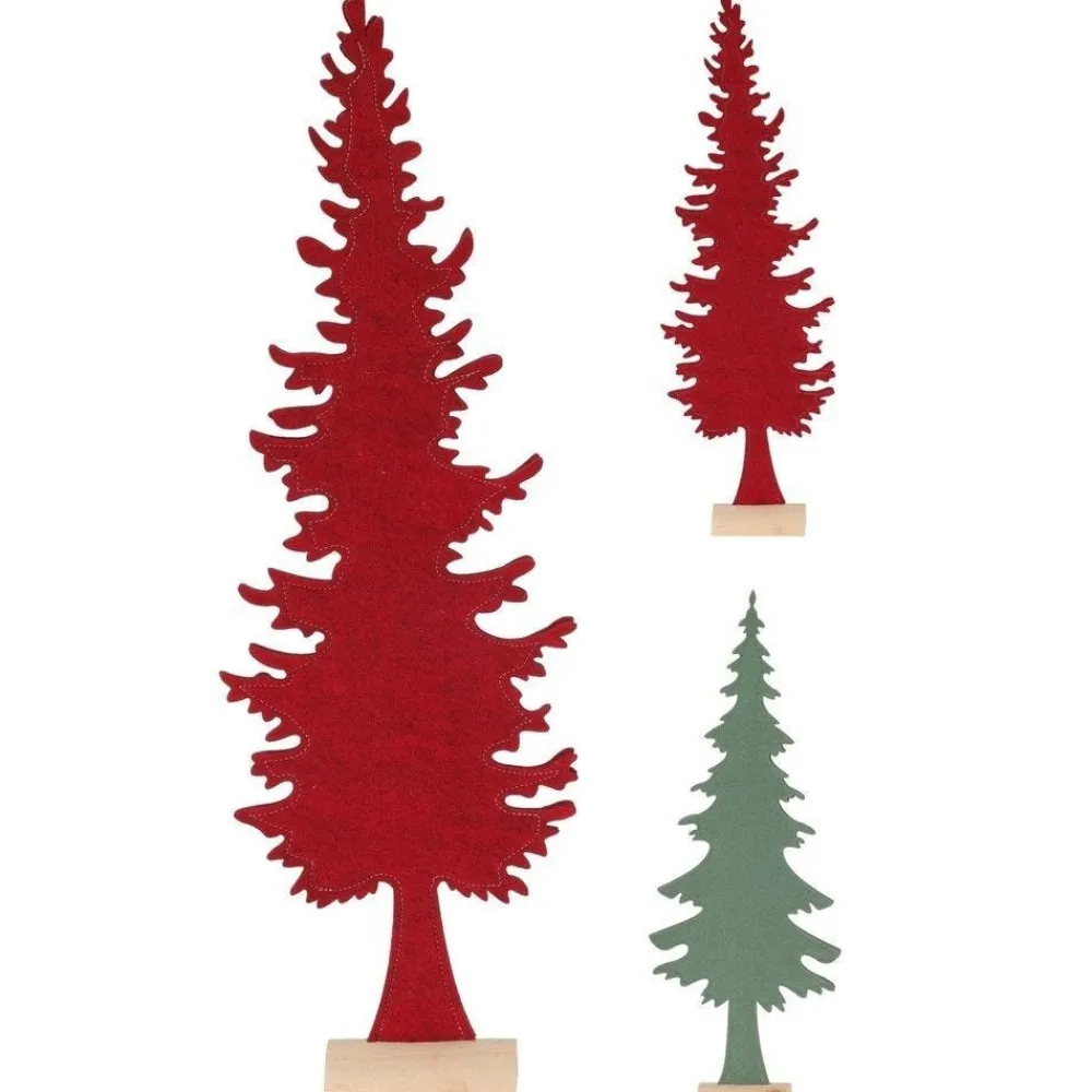 RETIF Weihnachtsbaum Aus Holz Und Filz H60Cm 2 Mogliche Farben Rot/Grun Best