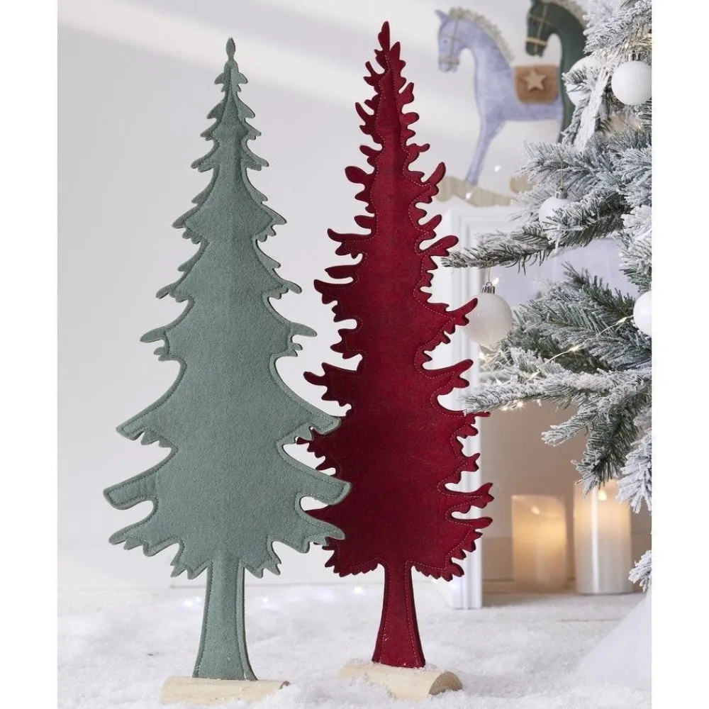 RETIF Weihnachtsbaum Aus Holz Und Filz H60Cm 2 Mogliche Farben Rot/Grun Best