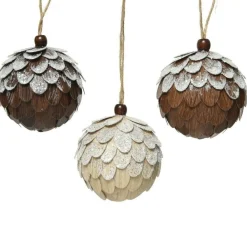 RETIF Weihnachtskugel In Verschneiter Holzoptik O 8Cm - 3 Mogliche Modelle Discount